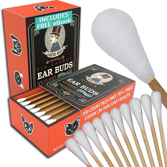 MISTER BEN'S Other - Original Big Bamboo Buds - Premium Cotton Ear Buds Swabs for Dogs and Cats(200)